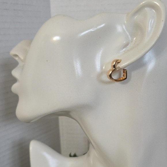 Gold Filled Huggie Heart Hoop Earring - Picture 3 of 10